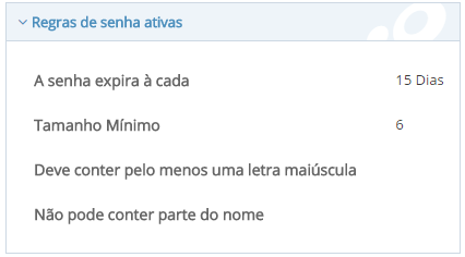 8. Regras de senha ativa